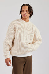 CCC Spliced Cable Knit Sweater - Off White