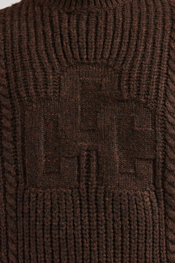 CCC Spliced Cable Knit Sweater - Chocolate