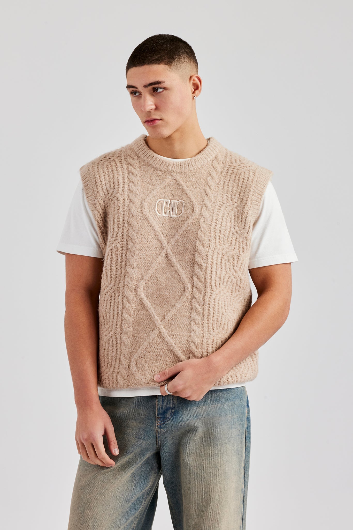 steinシュタイン NATURAL COTTON KNIT VEST CASHMERE SHAGGY KNIT VEST – ssstein
