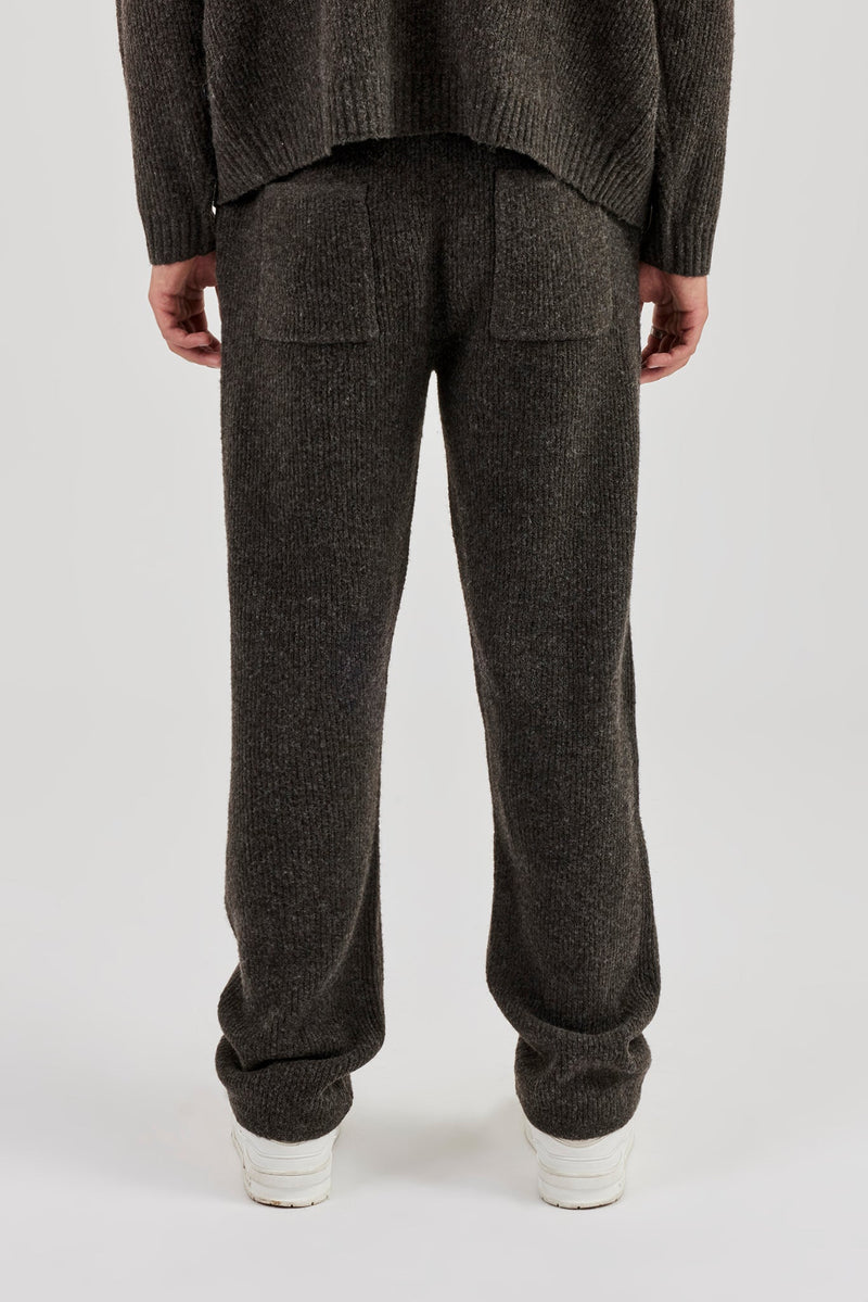 Embroidered Knitted Jogger - Chocolate