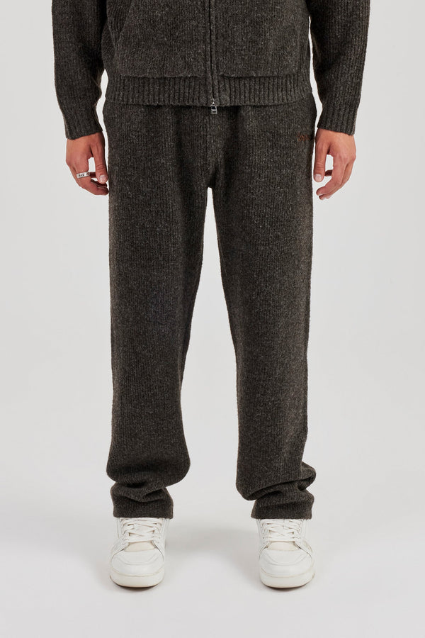 Embroidered Knitted Jogger - Chocolate