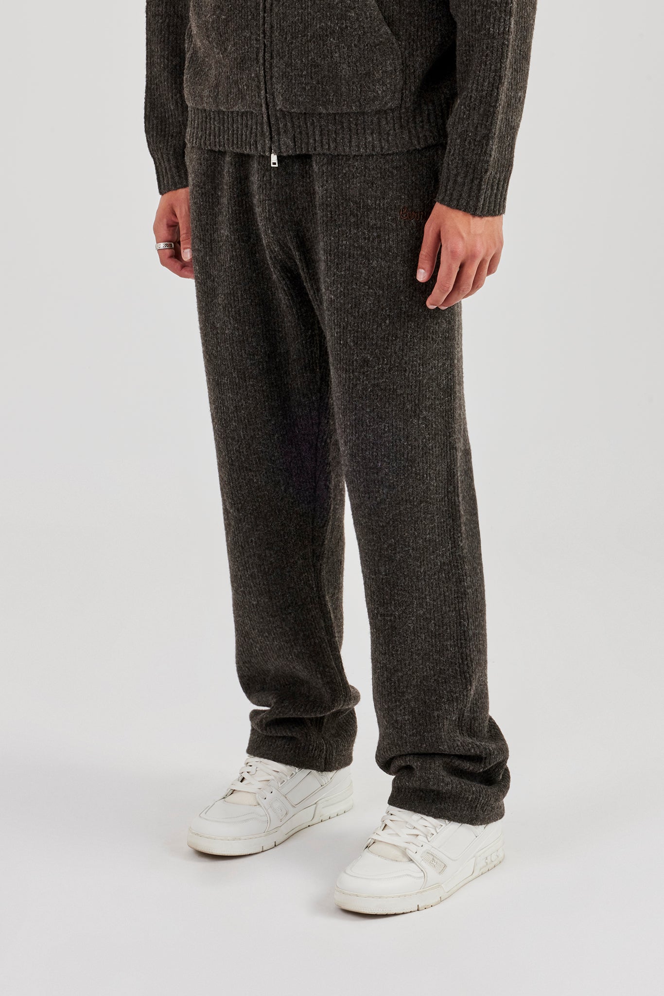 Embroidered Knitted Jogger - Chocolate