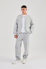 Embroidered Knitted Jogger - Light Grey