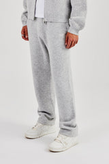 Embroidered Knitted Jogger - Light Grey