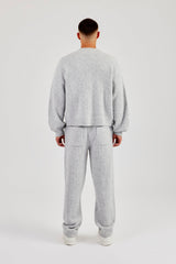 Embroidered Knitted Jogger - Light Grey
