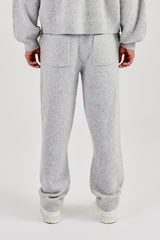 Embroidered Knitted Jogger - Light Grey