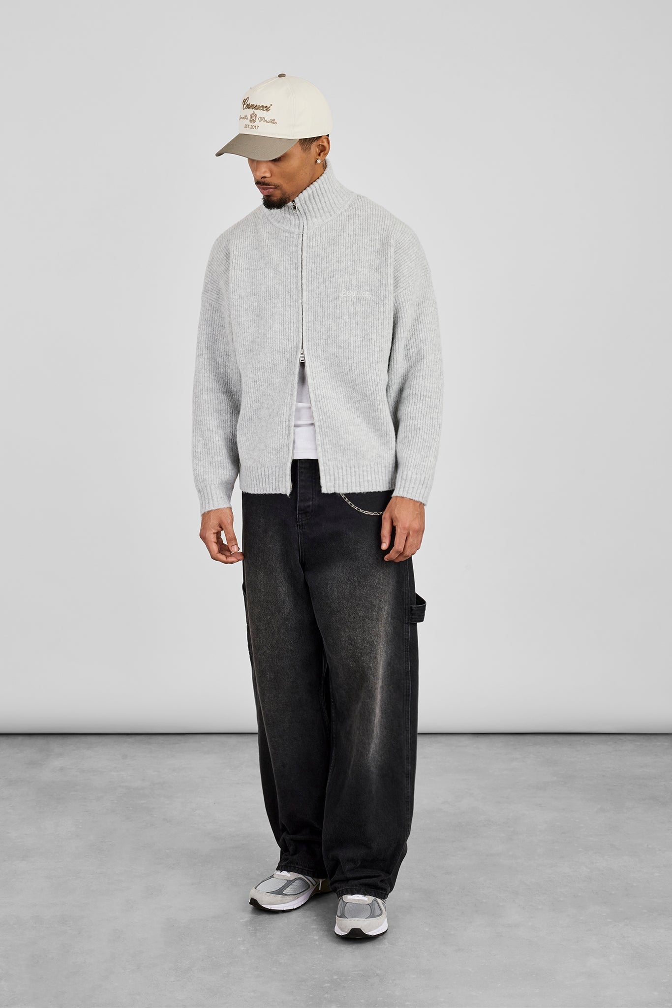 Chunky Knitted Funnel Neck - Grey