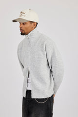 Chunky Knitted Funnel Neck - Grey