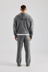 Brushed Knit Oversized Knitted Tracksuit - Charcoal