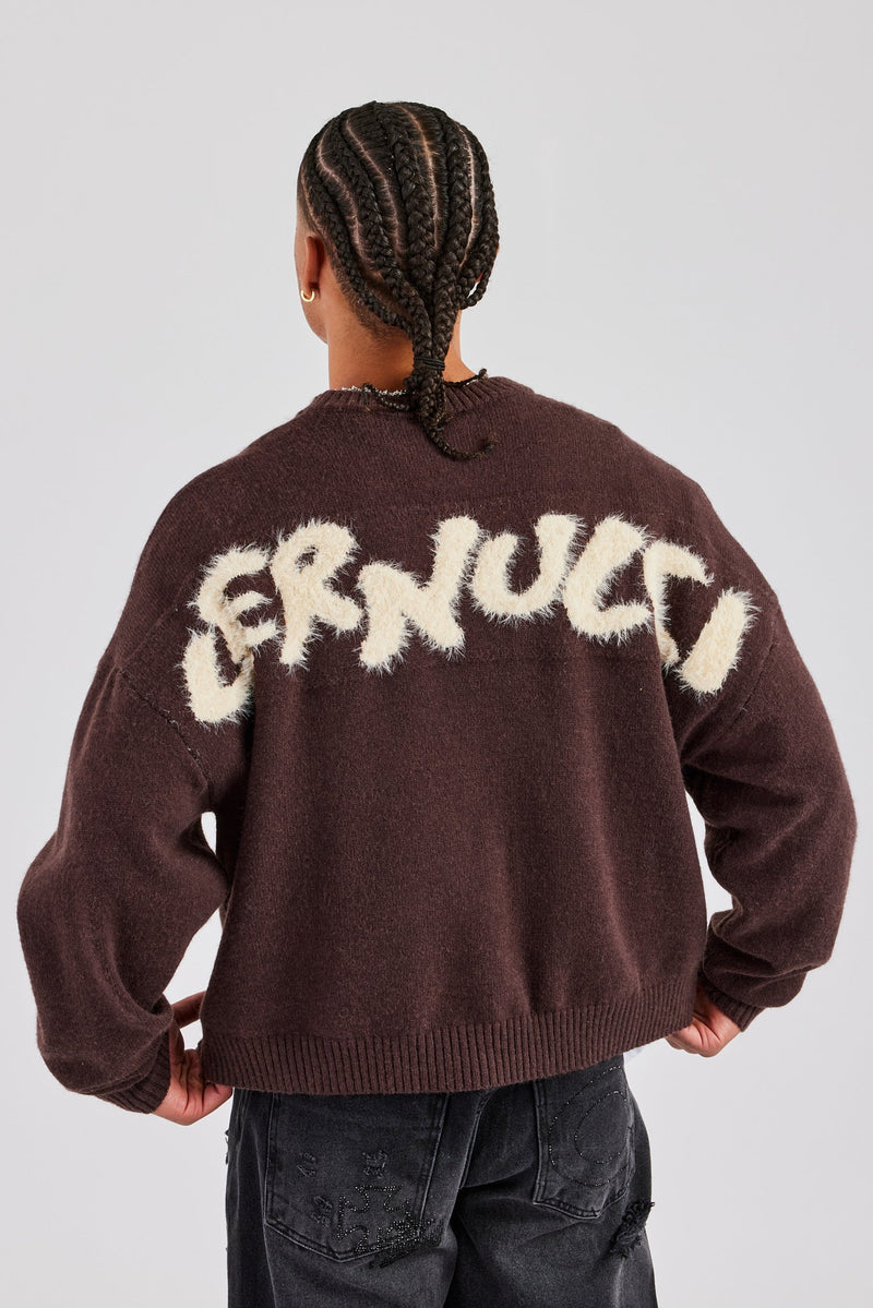 Cernucci Fluffy Intarsia Sweater - Chocolate