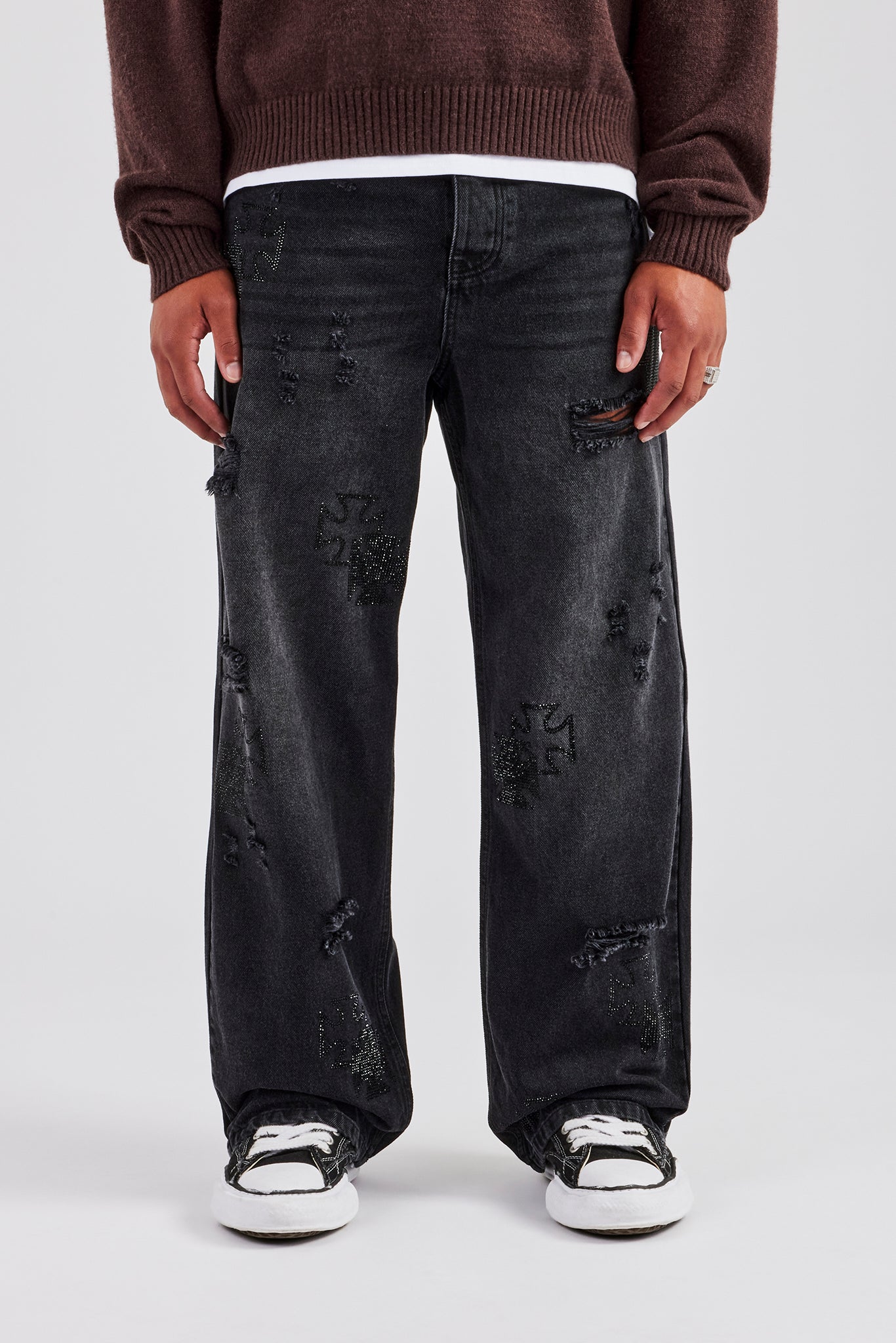 Rhinestone Motif Baggy Jean | Mens Denim | Shop Denim Jeans at