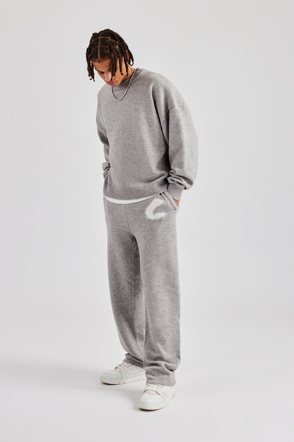 Cernucci Fluffy Intarsia Sweater & Jogger - Grey