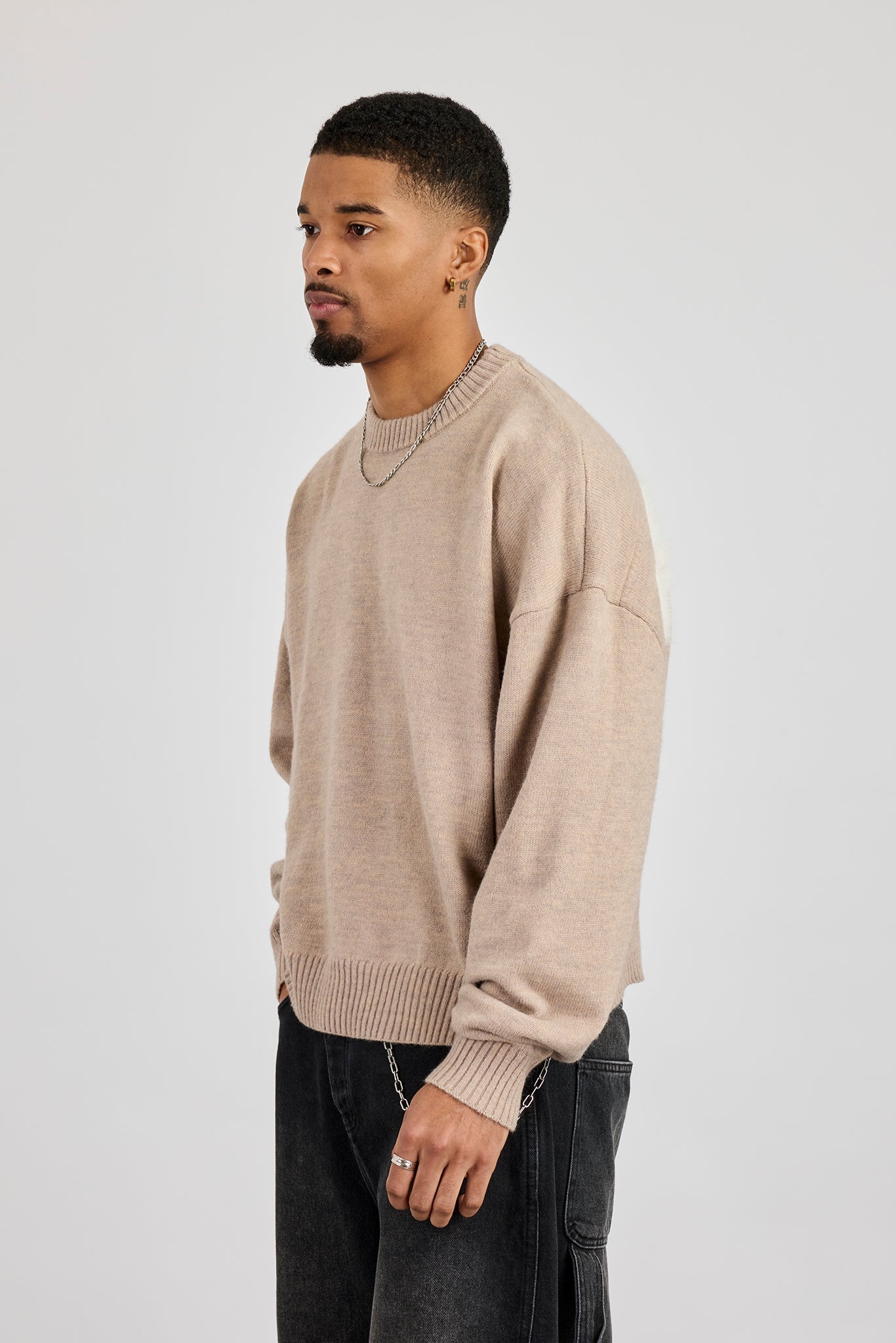 Cernucci Fluffy Intarsia Sweater - Taupe