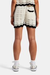 Contrast Crochet Knitted Short - Off White