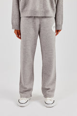 Fluffy Intarsia Wide Leg Jogger - Grey