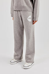 Fluffy Intarsia Wide Leg Jogger - Grey