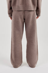 Fluffy Intarsia Wide Leg Jogger - Taupe