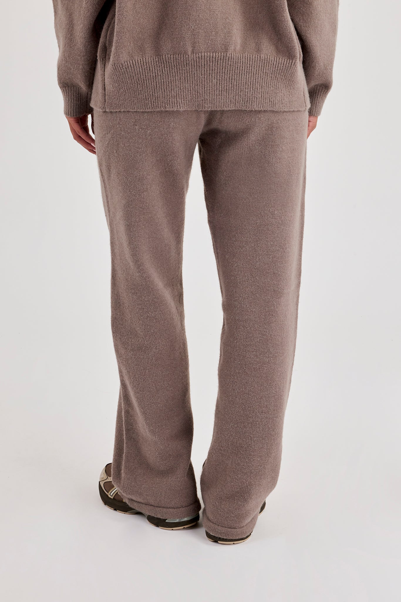 Knitted Stitch Detail Wide Leg Jogger - Charcoal
