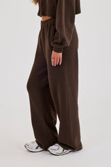 Cernucci Knitted Logo Wide Leg Jogger - Chocolate