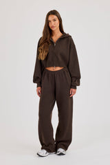 Cernucci Knitted Logo Wide Leg Jogger - Chocolate