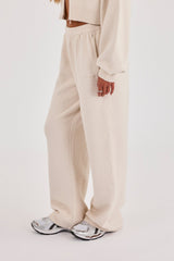 Cernucci Knitted Logo Wide Leg Jogger - Oatmeal