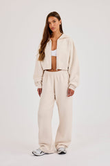 Cernucci Knitted Logo Wide Leg Jogger - Oatmeal