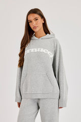 Cernucci Knitted Logo Oversized Hoodie - Grey