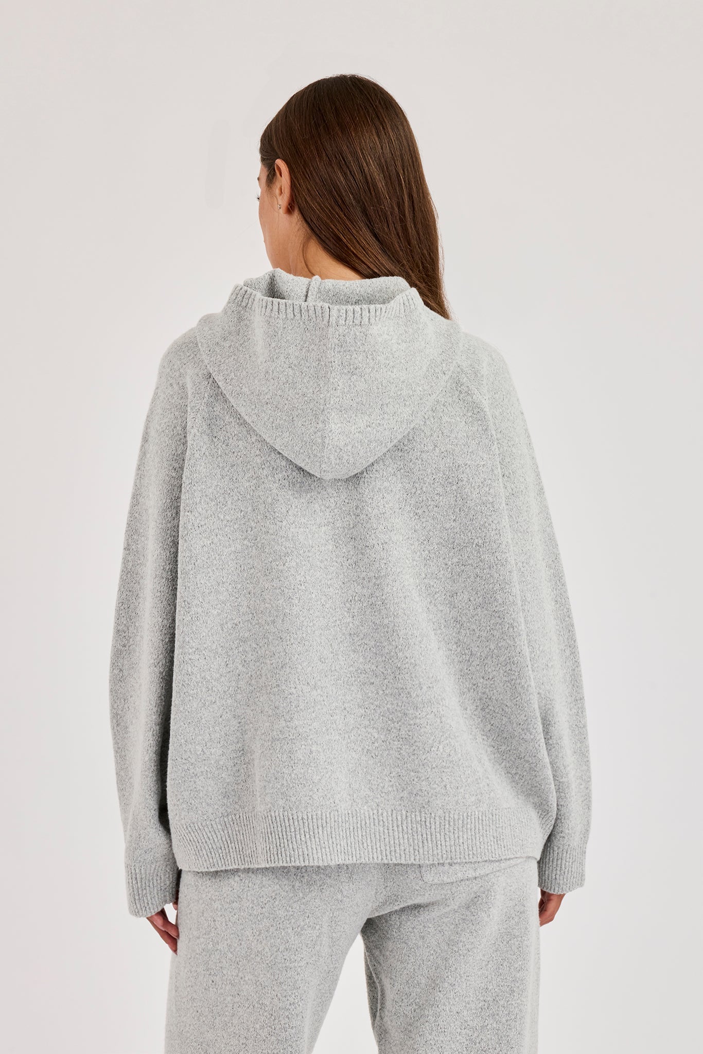 Cernucci Knitted Logo Oversized Hoodie - Grey