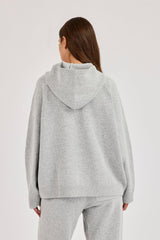 Cernucci Knitted Logo Oversized Hoodie - Grey