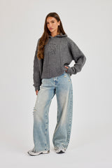 CN Cable Knit Oversized Hoodie - Charcoal