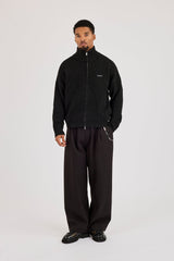 Chunky Knitted Funnel Neck Sweatshirt - Black