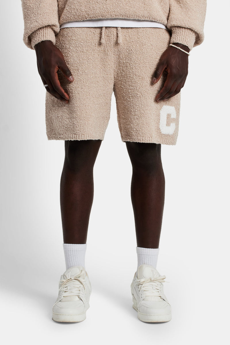 Textured Knitted Short - Beige