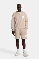 Textured Knitted Short - Beige