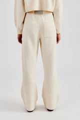 Knitted Wide Leg Jogger - Ecru