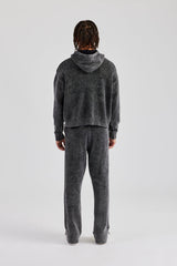 Acid Wash Knit Tracksuit - Charcoal