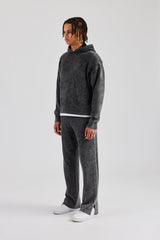 Acid Wash Knit Tracksuit - Charcoal