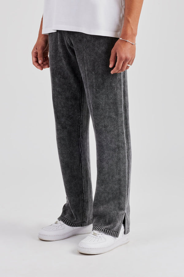 Acid Wash Knitted Jogger - Charcoal