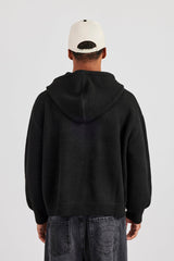 Mens C Knitted Zip Through Hoodie - Black