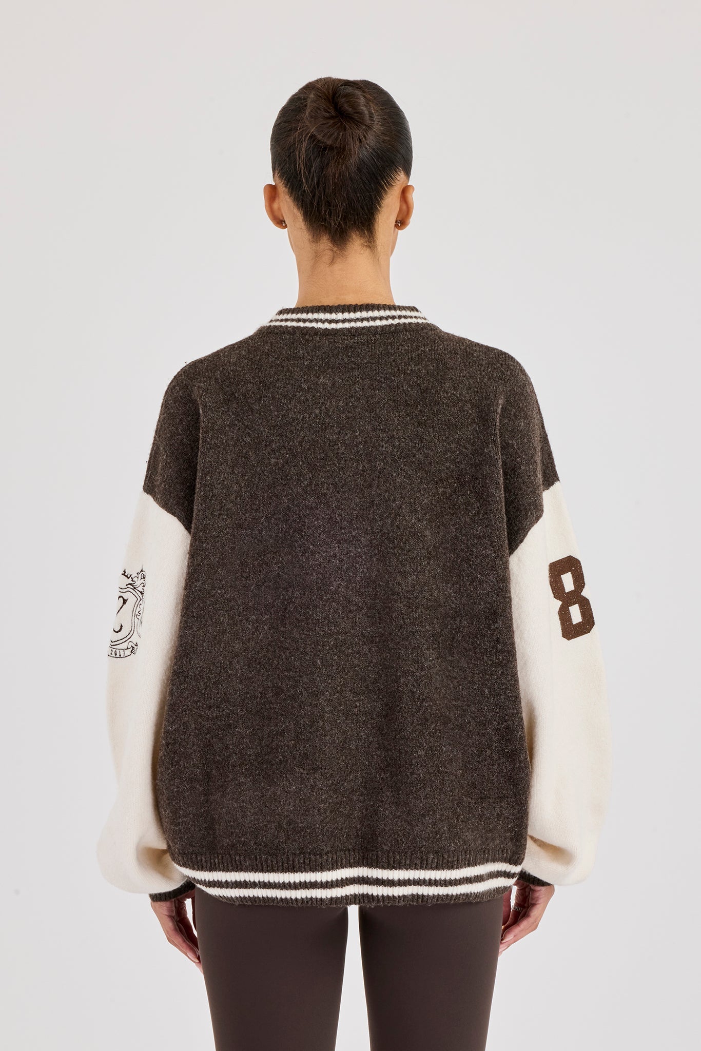 Knit Varsity Bomber - Chocolate