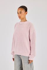 Oversized Acid Wash Knit Sweater - Pink