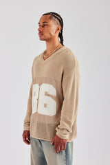 Long Sleeve 86 Knit Varsity - Taupe