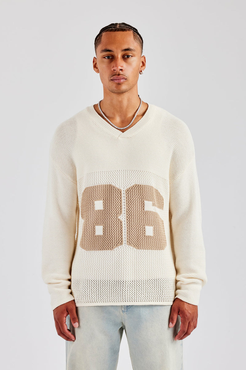 Long Sleeve 86 Knit Varsity - Ecru