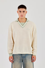 Knitted Cernucci Long Sleeve Polo - Green