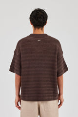 Knitted Boxy Polo - Chocolate