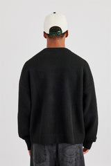 C Intarsia Knitted Sweatshirt - Black