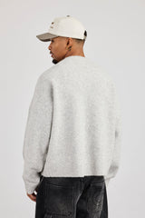 C Intarsia Knitted Sweatshirt - Grey