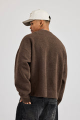 C Intarsia Knitted Sweatshirt - Dark Brown
