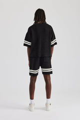 Oversized Boxy Knitted Jersey & Short - Black