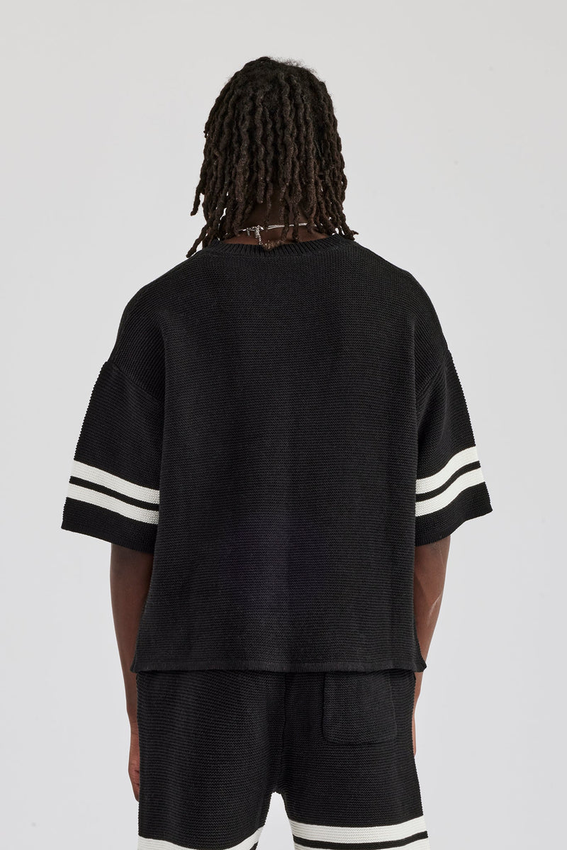 Oversized Boxy Knitted Jersey - Black