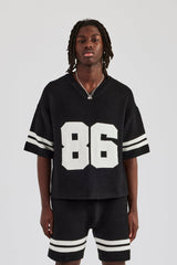 Oversized Boxy Knitted Jersey & Short - Black